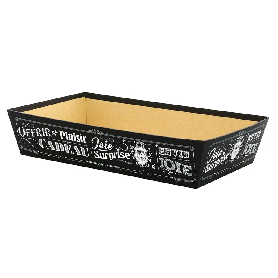 CORBEILLE CARTON VINTAGE NOIR 33X20X7 RECTANGLE (1)