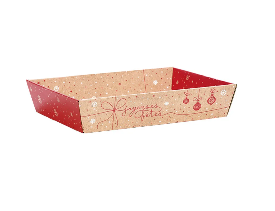 CORBEILLE CARTON SURPRISE D'HIVER ROUGE/BLANC 37X28X7  (1)