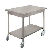 TABLE INOX 1000X600 ROULET+ETAGERE