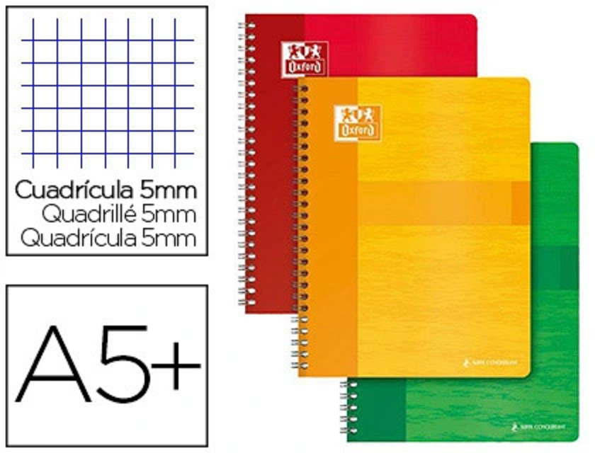 CAHIER CLAIREF. 180P SPIRALE 17X22 QUADRILL 5X5 90GRS (1)