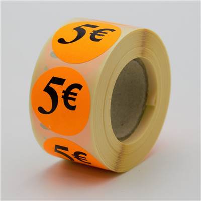 ETIQUETTE 5€ ADHESIVE D36MM