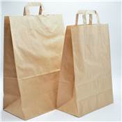 CABAS KRAFT BRUN 26+14X39 POIGNEES PLATES