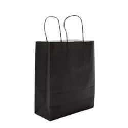 CABAS TENDANCE KRAFT NOIR 23+12X30 +POIGNEES