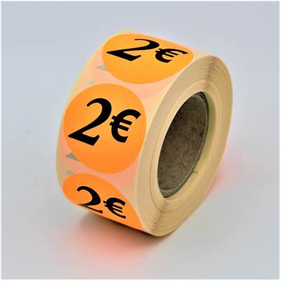 ETIQUETTE 2€ ADHESIVE D36MM