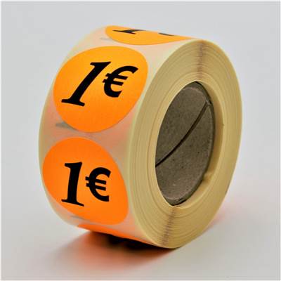 ETIQUETTE 1€ ADHESIVE D36MM