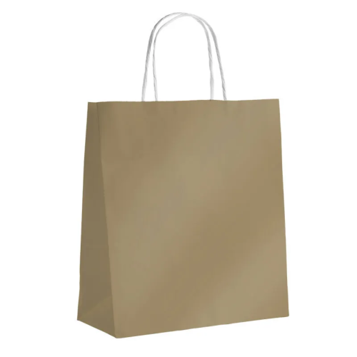 CABAS TENDANCE KRAFT OR 25+10X32 +POIGNEES FICELLES