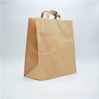 CABAS KRAFT BRUN 26+14X39 POIGNEES PLATES