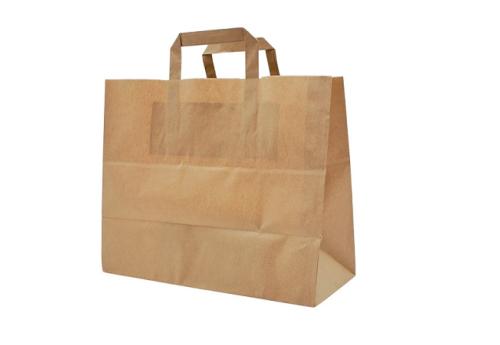 CABAS KRAFT TRAITEUR 32+17X27 POIGNEES PLATES (50)