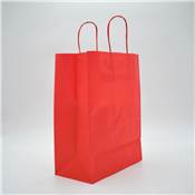 CABAS TENDANCE KRAFT ROUGE 23+12X30 +POIGNEES