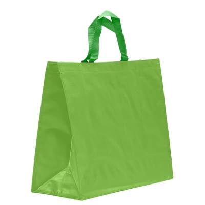 CABAS TISSE PP VERT 42+19X35CM