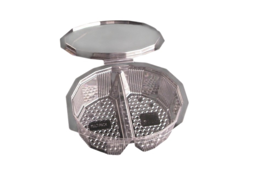 BARQUETTE ALIMENTAIRE OCTOGONALE AVEC COUVERCLE POUR 750ML COMPARTIMENTEE (72)