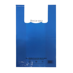 SAC BRETELLES PEBD 50µ BLEU 26+12X45 PM REUTILISABLE (500)