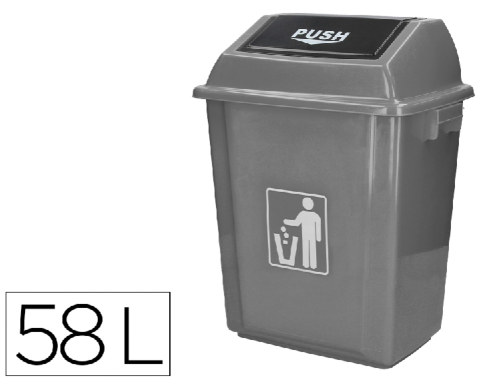 POUBELLE Q-CONNECT COUVERCLE BASCULANT 58L GRIS