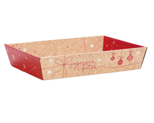 CORBEILLE CARTON SURPRISE D'HIVER ROUGE/BLANC 37X28X7  (1)