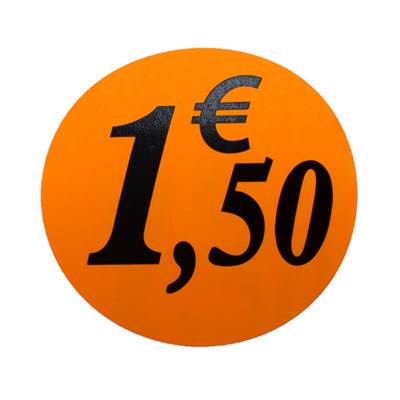 ETIQUETTE 1,50€ ADHESIVE D36MM (500)