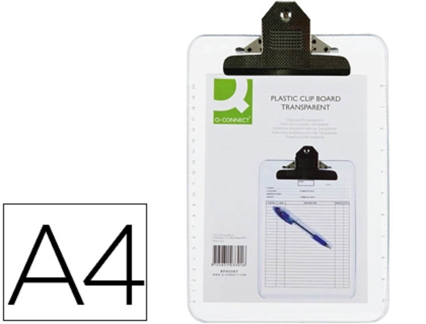 PORTE BLOC Q-CONNECT POLYPRO A4 +PINCE (1)