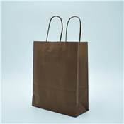 CABAS TENDANCE KRAFT CHOCO. 18+8X22 +POIGNEES