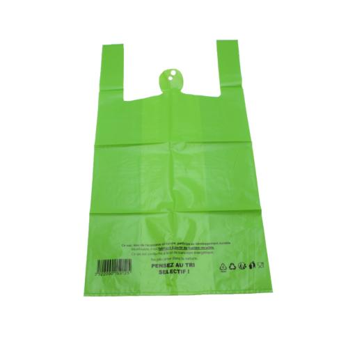 SAC BRETELLES PEBD 50µ VERT 30+18X60 GM